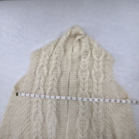 Kloth & Clover Cream Color Open Front Soft Eyelash Knit Sweater Vest One Size - Picture 6 of 6